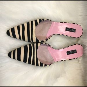 Kate Spade Striped Kitten Heel Mules